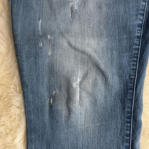 Nine West Gramercy Jeans Womens 12 Blue Skinny Ankle Distressed Measures 34 x 25 - Picture 6 of 10